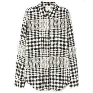 H&M Houndstooth Long-Sleeved Blouse